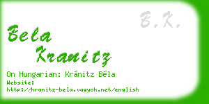 bela kranitz business card